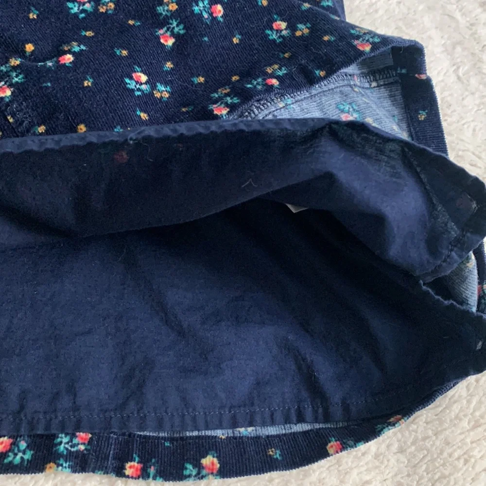 GAP Girls Navy Blue Floral Floral Jumper Dress EUC Corduroy 4
